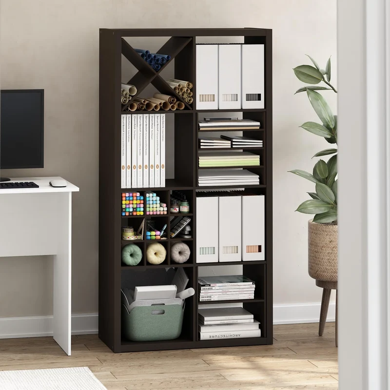 axisgo - Furinno Cubicle Aktenordner-Würfeleinsatz mit 3 Ablagen, Dunkle Eiche