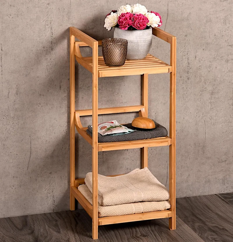 axisgo - Kesper | Regal, Material: Bambus, Maße: B 30 x H 70 x T 30 cm, Farbe: Braun | 19435