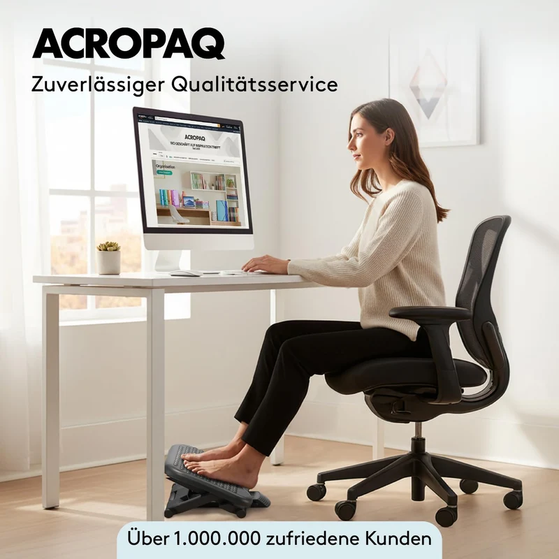 axisgo - ACROPAQ Fußstütze Schreibtisch - Fußstütze mit 3 verstellbaren Höhen, Massagefunktion, neigbar von -30° bis +30° für maximalen Komfort - Fusshocker, Stehmatte schreibtisch, Fußbank
