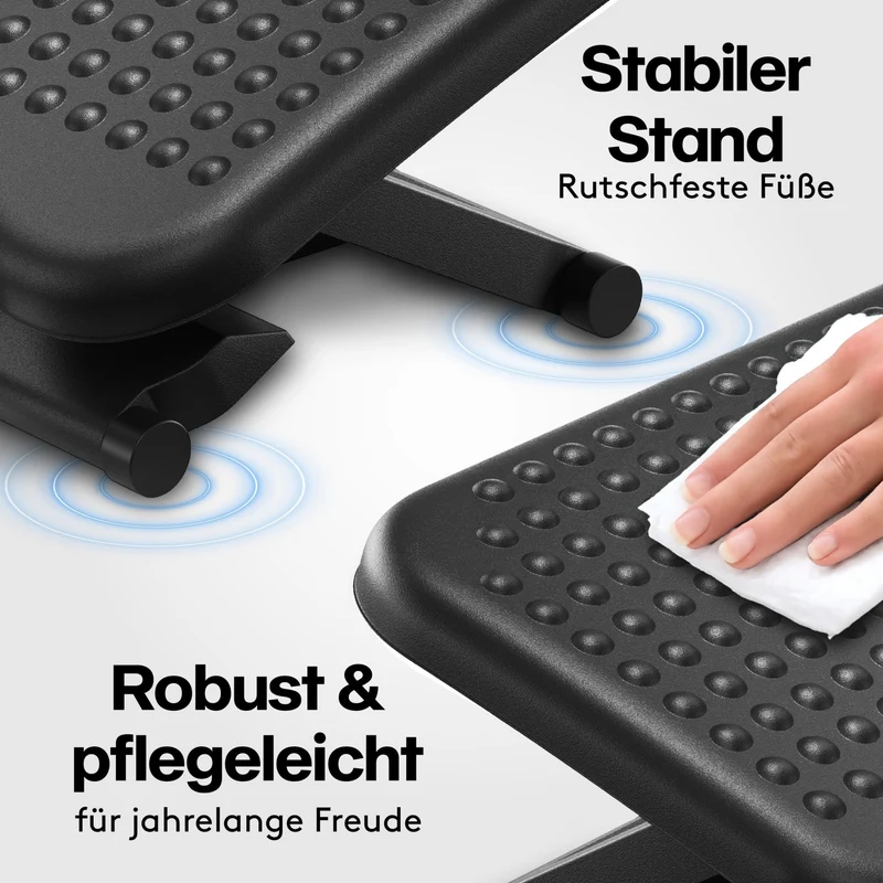 axisgo - ACROPAQ Fußstütze Schreibtisch - Fußstütze mit 3 verstellbaren Höhen, Massagefunktion, neigbar von -30° bis +30° für maximalen Komfort - Fusshocker, Stehmatte schreibtisch, Fußbank