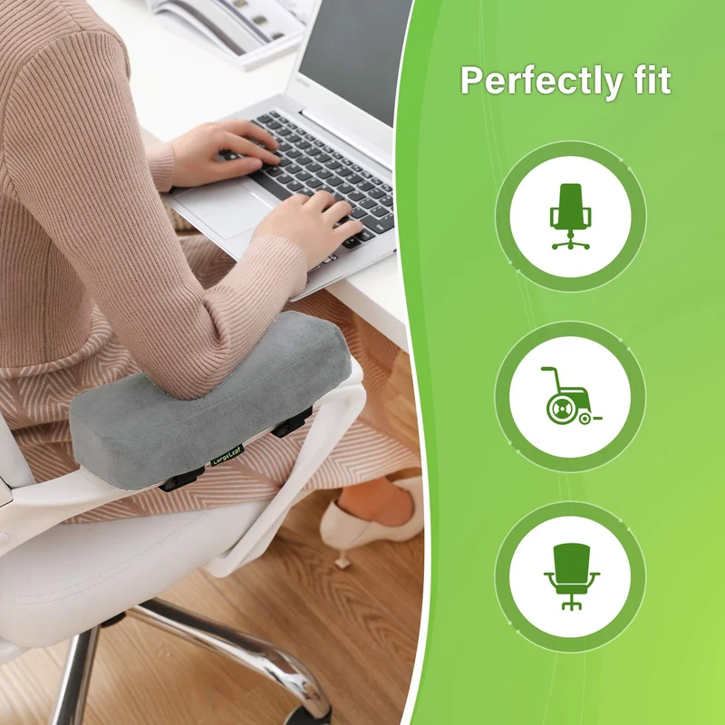 axisgo - LargeLeaf Extra Dicke 5CM Stuhlarmlehne Polster Ellenbogenkissen Druckentlastung Bürostuhl Gaming Stuhl Armlehne mit Memory Foam Armlehne Polster 2 teiliges Stuhlset