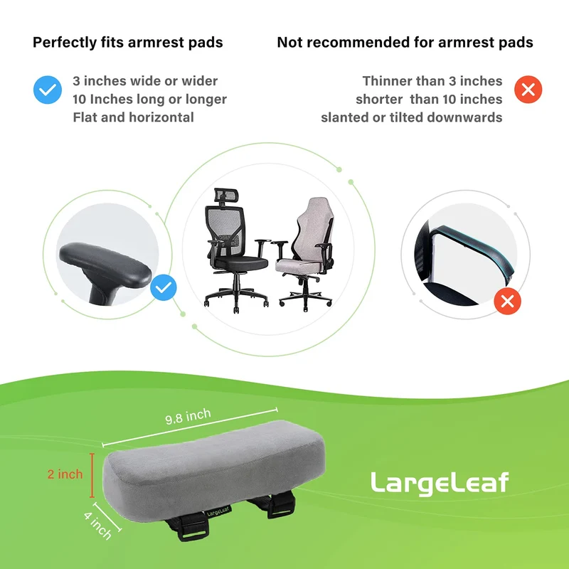 axisgo - LargeLeaf Extra Dicke 5CM Stuhlarmlehne Polster Ellenbogenkissen Druckentlastung Bürostuhl Gaming Stuhl Armlehne mit Memory Foam Armlehne Polster 2 teiliges Stuhlset