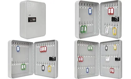 axisgo - Wedo 10243637 Schlüsselschrank für 36 Schlüssel 3-Stelliges Zahlenschloss, individuell einstellbar 24, 3 x 9, 4 x 30, 0 cm, Pulverbeschichtetes Stahlblech, inkl. Befestigung, lichtgrau