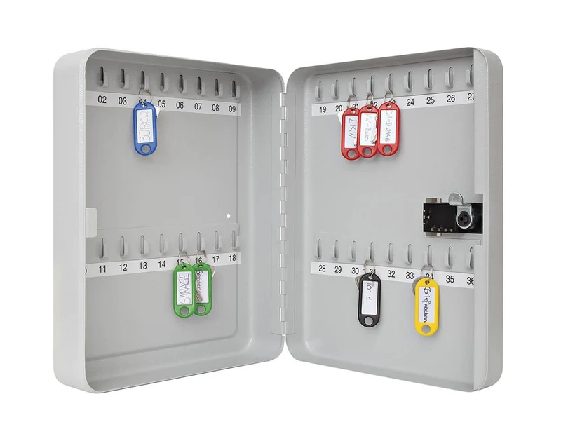 axisgo - Wedo 10243637 Schlüsselschrank für 36 Schlüssel 3-Stelliges Zahlenschloss, individuell einstellbar 24, 3 x 9, 4 x 30, 0 cm, Pulverbeschichtetes Stahlblech, inkl. Befestigung, lichtgrau