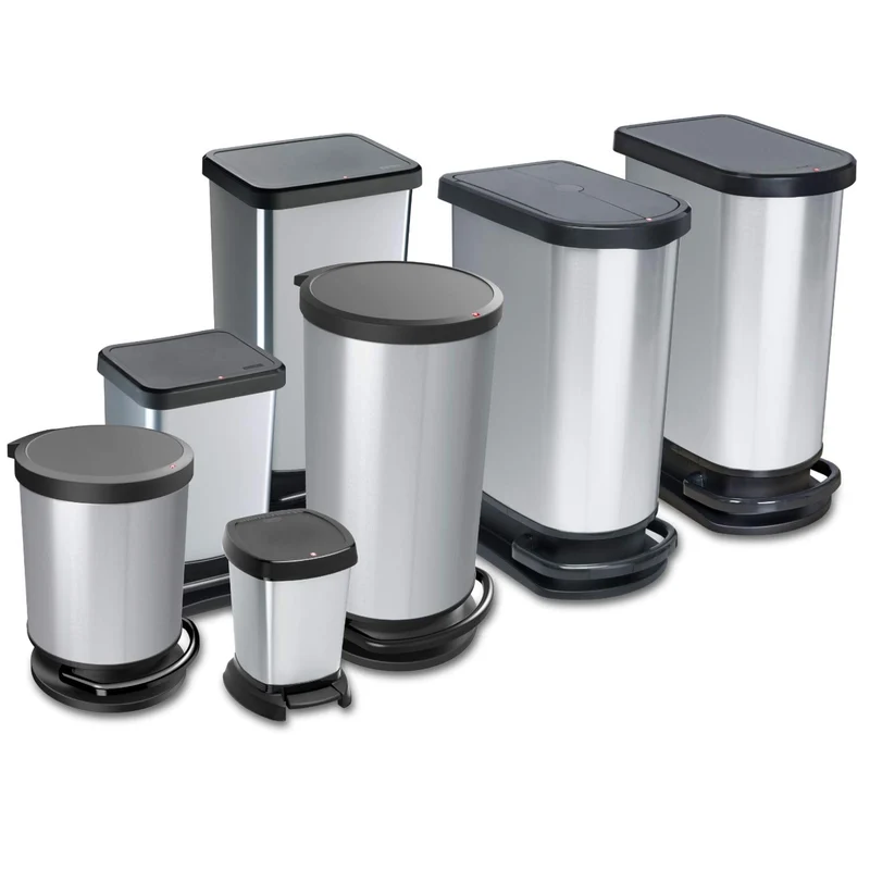axisgo - Rotho Paso Mülleimer 20l mit Deckel, Kunststoff (PP recycelt) BPA-frei, rot, 20l (29.3 x 26.6 x 45.7 cm)