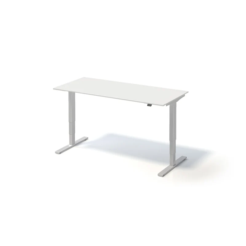 Varia Schreibtisch Single | B 1800 | Gestell Silber | Platte Weiß