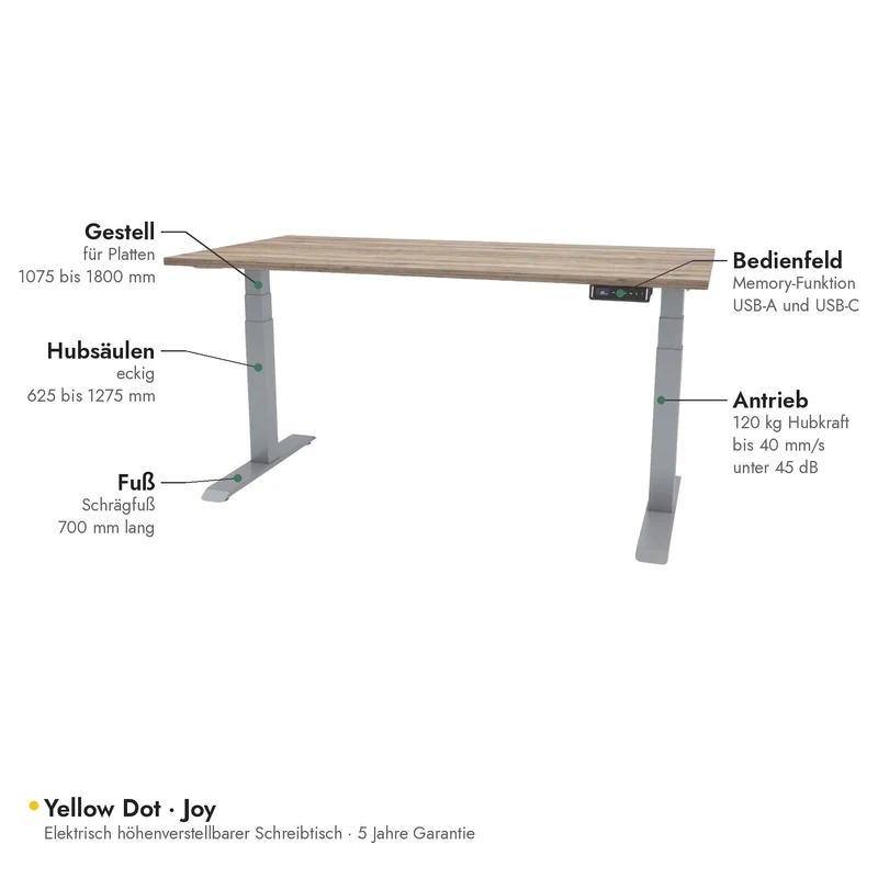 Yellow Dot · Joy – Schreibtisch elektrisch höhenverstellbar
