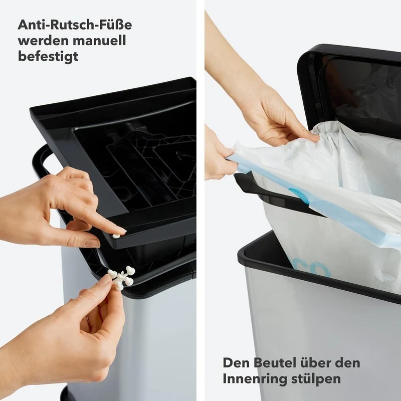 axisgo - Rotho Paso Mülleimer 20l mit Deckel, Kunststoff (PP recycelt) BPA-frei, blau, 20l (29.3 x 26.6 x 45.7 cm), Nicht zutreffend