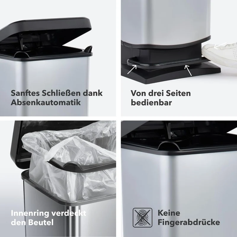 axisgo - Rotho Paso Mülleimer 20l mit Deckel, Kunststoff (PP recycelt) BPA-frei, blau, 20l (29.3 x 26.6 x 45.7 cm), Nicht zutreffend