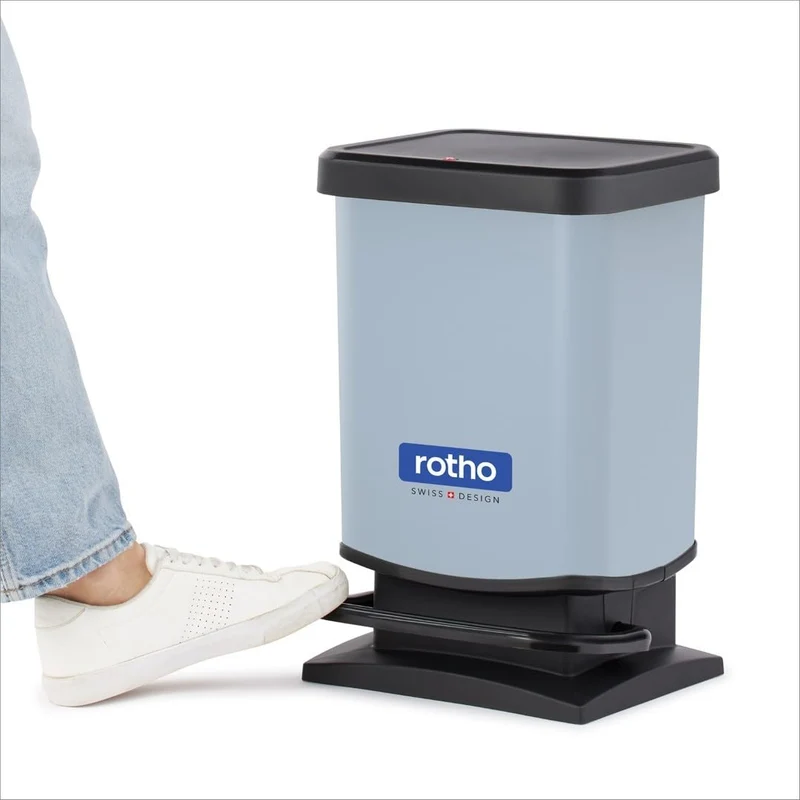 axisgo - Rotho Paso Mülleimer 20l mit Deckel, Kunststoff (PP recycelt) BPA-frei, blau, 20l (29.3 x 26.6 x 45.7 cm), Nicht zutreffend