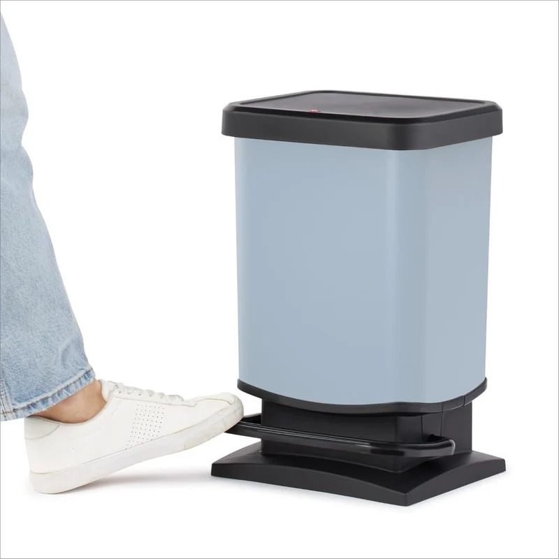 axisgo - Rotho Paso Mülleimer 20l mit Deckel, Kunststoff (PP recycelt) BPA-frei, blau, 20l (29.3 x 26.6 x 45.7 cm), Nicht zutreffend