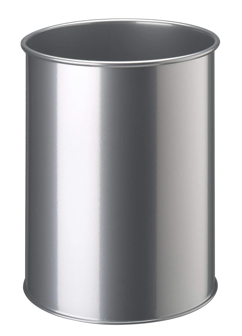 axisgo - Durable Papierkorb Metall rund 15 Liter, silber, 330123