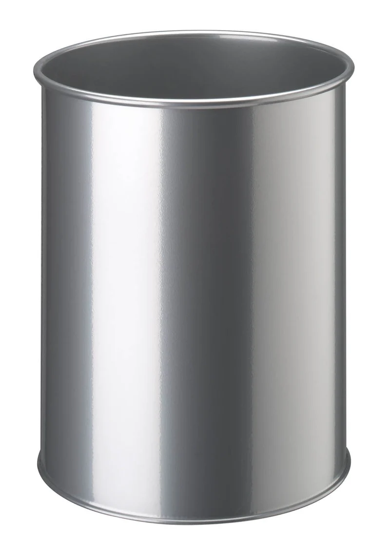 axisgo - Durable Papierkorb Metall rund 15 Liter, silber, 330123