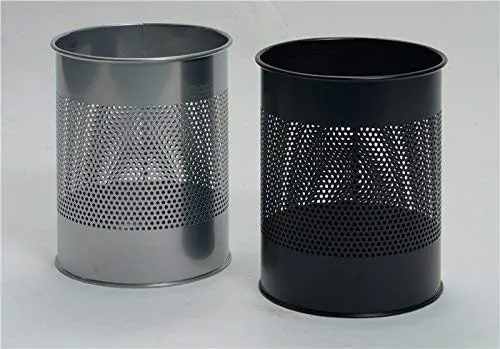 axisgo - Durable Papierkorb Metall rund 15 Liter, Perforation 165 mm, schwarz, 331001