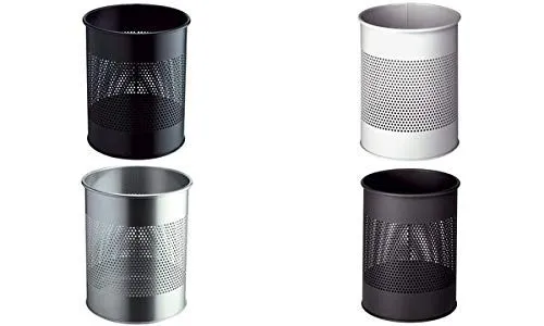 axisgo - Durable Papierkorb Metall rund 15 Liter, Perforation 165 mm, schwarz, 331001