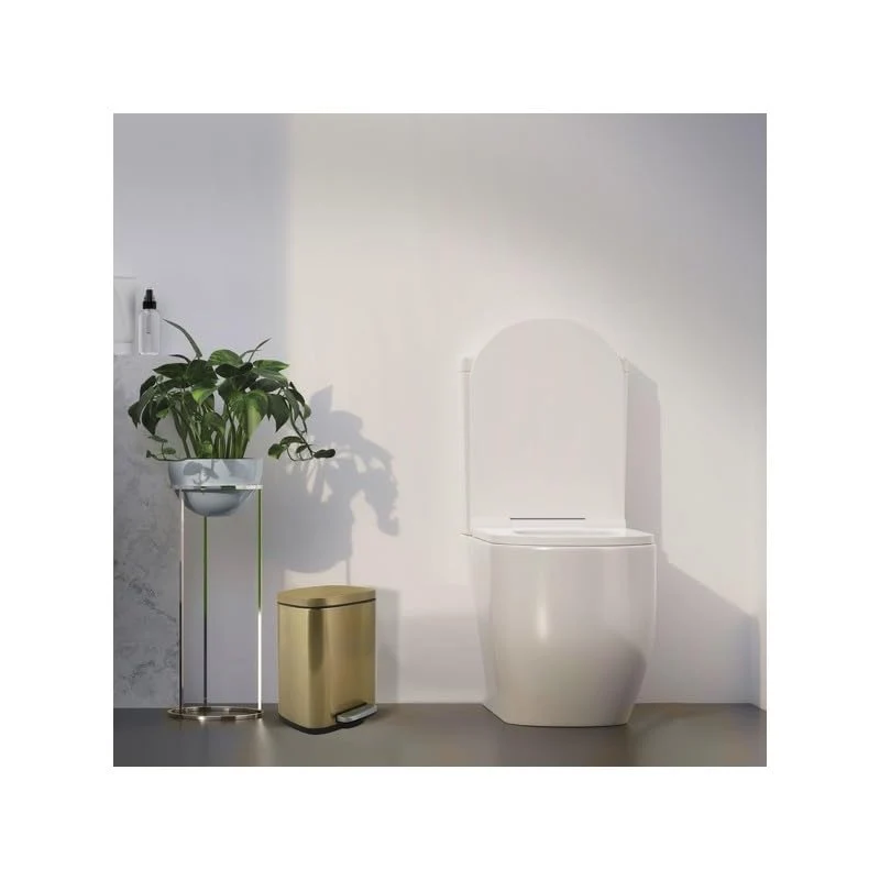 axisgo - Spirella - Badezimmer Mülleimer mit Fußpedal Modell Akira - Hochwertiger Edelstahl - Leise Schließfunktion Easy-Close - Gebürstetes Gold - 5L - Badaccessoires
