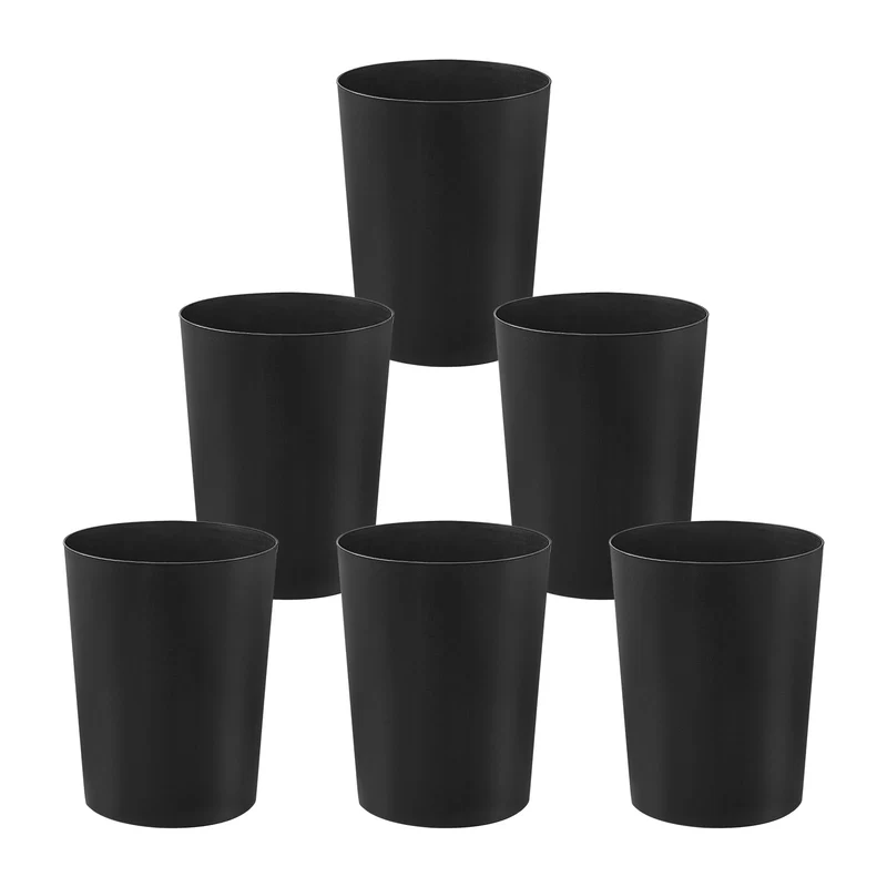 axisgo - Cetomo 7.2L*6 Mülleimer, Abfalleimer, Papierkorb, Müllbehälter, Plastikmülleimer, Abfallbehälter für Papierabfall, Büro, Schlafzimmer, Kunststoff (PP), Schwarz, 7.2L (21 x 17.3 x 26.5 cm), 6er Set