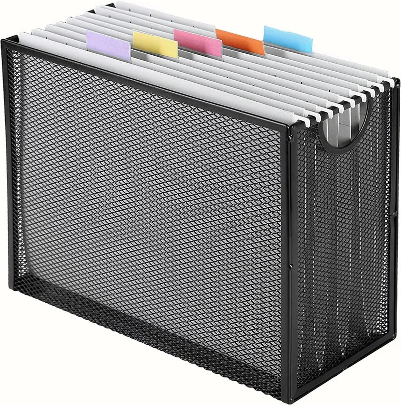 axisgo - Sinboun Hängemappen Organizer Briefgröße Aktenhalter Aktenbox inklusive 5 Hängemappen – Metallnetz Magazin Buch Aufbewahrungsschränke Aktenwagen für Büro Zuhause Schule, keine Montage erforderlich