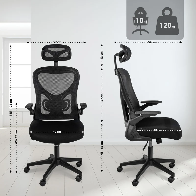 ROSE ergonomischer und vielfach einstellbarer Chefsessel, Mesh-Stoff, schwitzfrei.