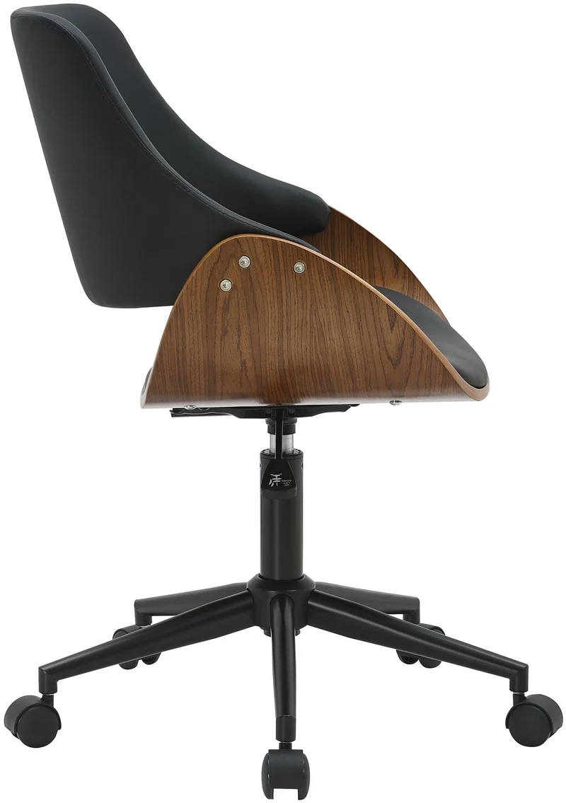 Bürostuhl SONTO, Walnuss-Holz, Leder schwarz