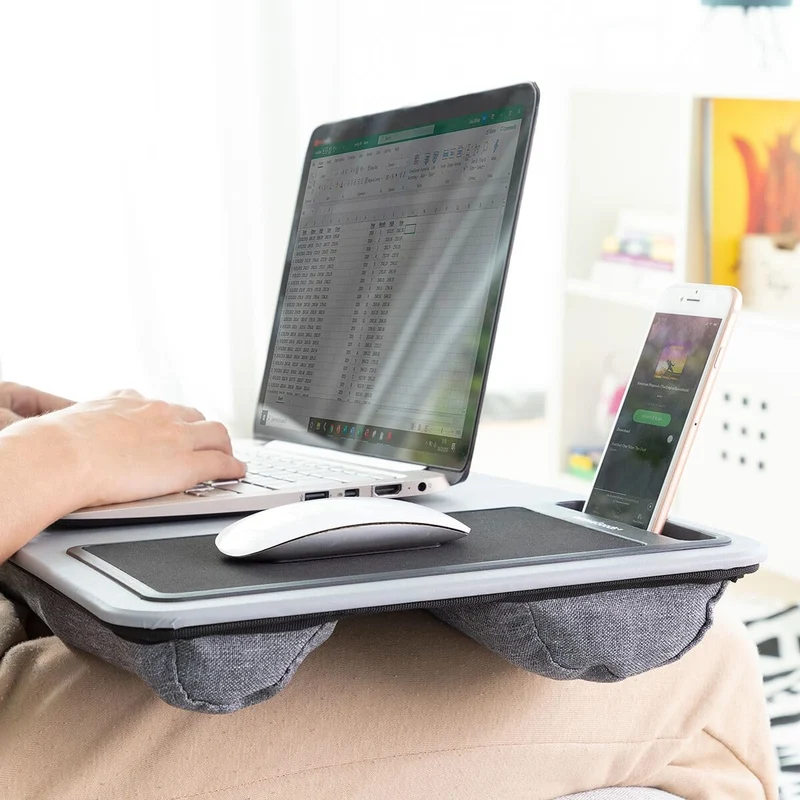 axisgo - InnovaGoods® Laptop-Schreibtisch mit XL-Sitzkissen Deskion, bequemes und ergonomisches Arbeiten oder Studieren mit Schreibtisch- und XL-Sitzkissendesign, ideal für Zuhause und Büro.