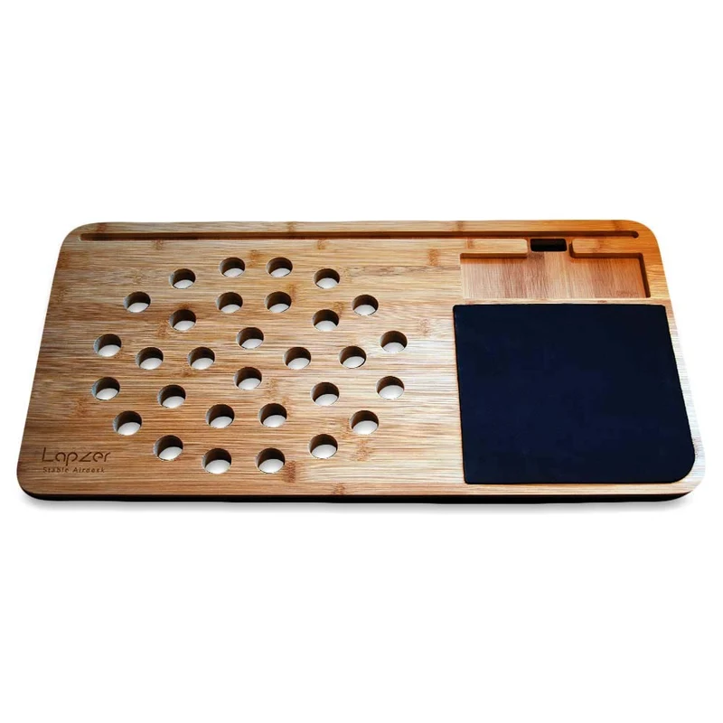 axisgo - mikamax - Lapzer Laptop Schreibtisch - Bambus - Luftlöcher - Betttisch - Laptoptisch - Knietablett - Schoßtablett - 59 x 31 x 2 cm