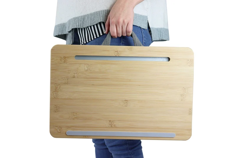 axisgo - PEPE Mobility - Laptop Ständer Bett Holz, Laptopkissen Knietablett 17 Zoll, Unterlage Schoß Kissen Bambus, Kissentablett Sofa