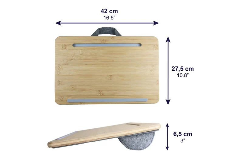 axisgo - PEPE Mobility - Laptop Ständer Bett Holz, Laptopkissen Knietablett 17 Zoll, Unterlage Schoß Kissen Bambus, Kissentablett Sofa