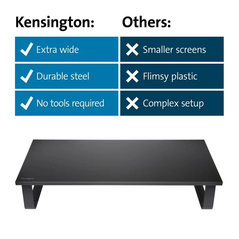 axisgo - Kensington Extra breiter Monitorständer für Schreibtische. Großer Computerständer/Monitorständer/Schreibtischerhöhung (K55726EU), Schwarz