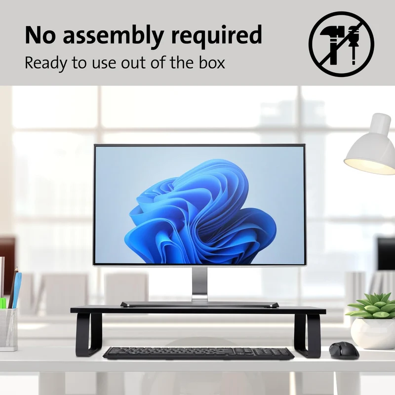 axisgo - Kensington Extra breiter Monitorständer für Schreibtische. Großer Computerständer/Monitorständer/Schreibtischerhöhung (K55726EU), Schwarz