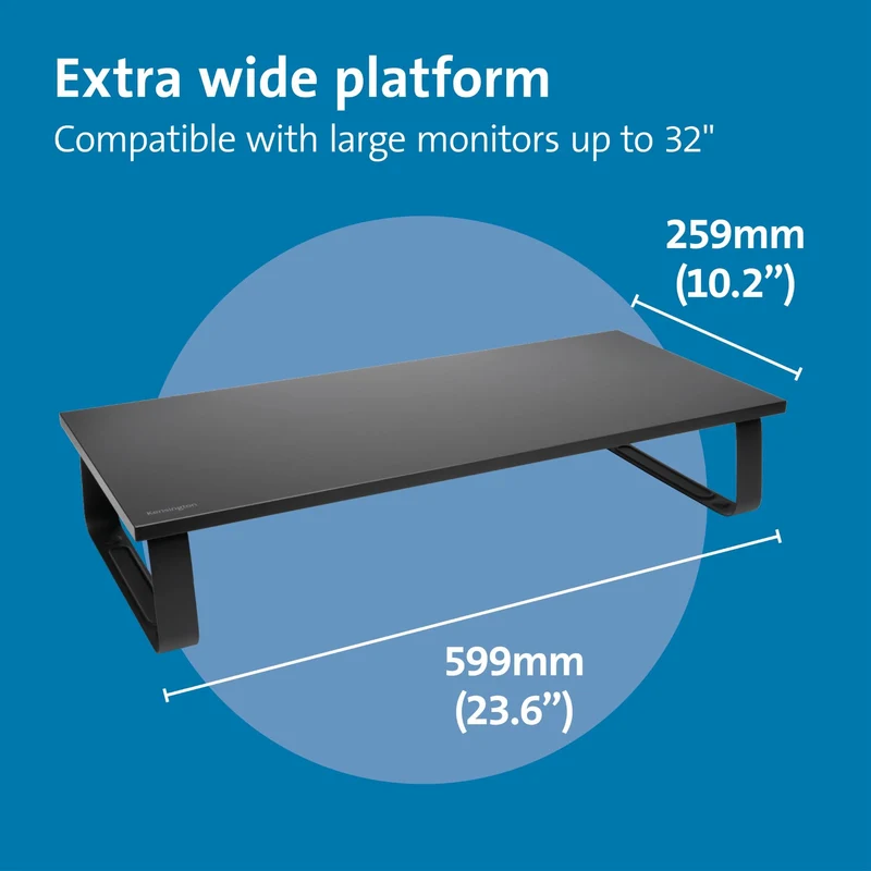 axisgo - Kensington Extra breiter Monitorständer für Schreibtische. Großer Computerständer/Monitorständer/Schreibtischerhöhung (K55726EU), Schwarz