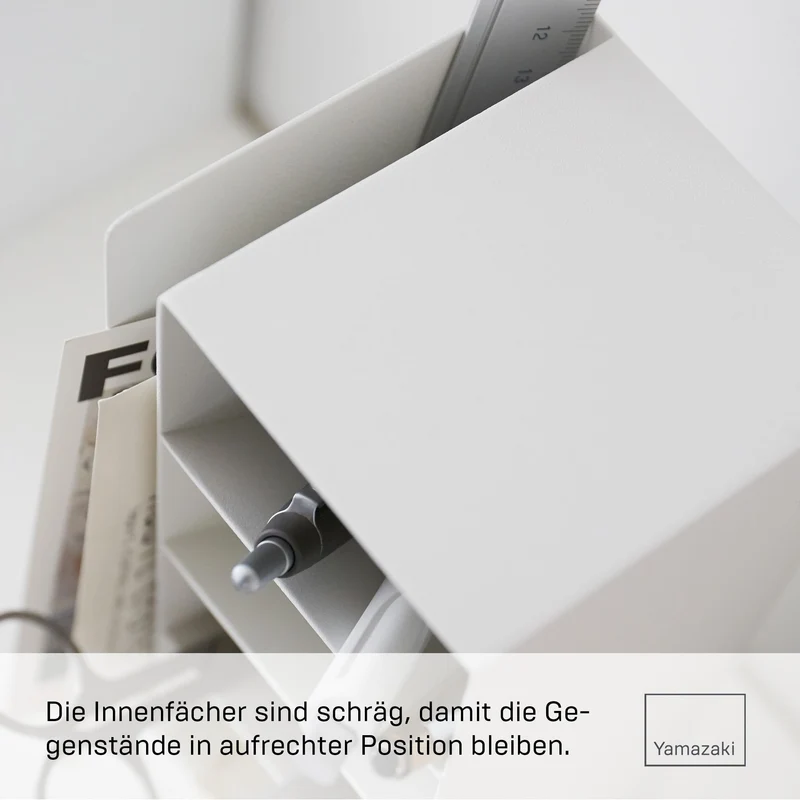 axisgo - Yamazaki 3319 TOWER Stiftehalter, weiß, Stahl, minimalistisch, 9 x 9 x 20 cm