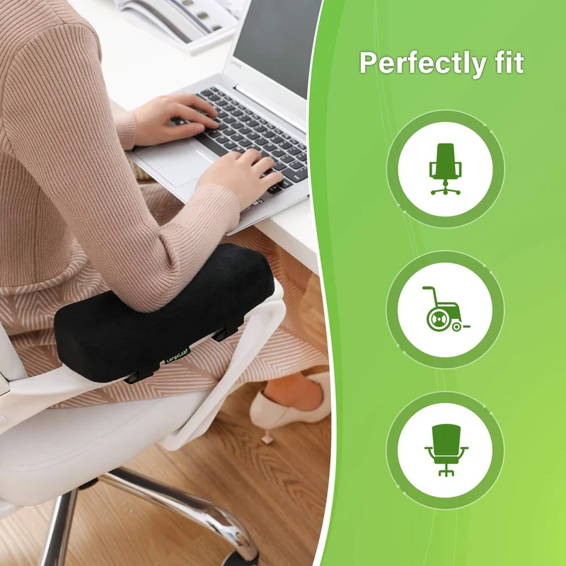 axisgo - LargeLeaf Extra dicke 5CM Stuhlarmlehne Polster Ellenbogenkissen Druckentlastung Bürostuhl Gaming Stuhl Armlehne mit Memory Foam Armlehne Polster 2 teiliges Stuhlset