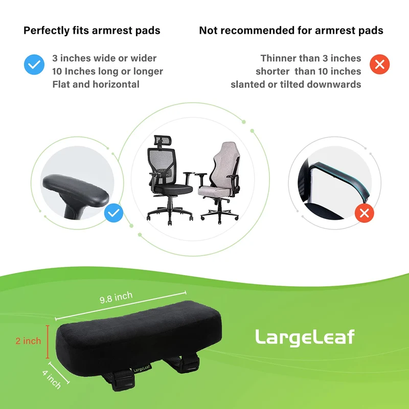 axisgo - LargeLeaf Extra dicke 5CM Stuhlarmlehne Polster Ellenbogenkissen Druckentlastung Bürostuhl Gaming Stuhl Armlehne mit Memory Foam Armlehne Polster 2 teiliges Stuhlset