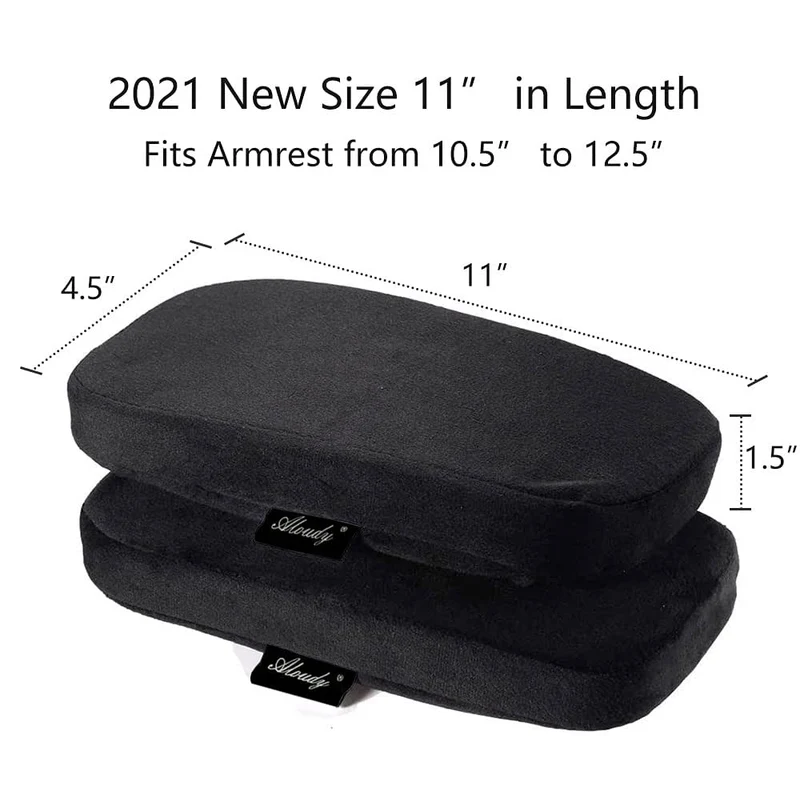 axisgo - Aloudy Armlehnenkissen, 2021, neue Größe, 27,9 cm, Bürostuhl-Armlehnen-Abdeckung, bequeme Schreibtischstuhl-Kissen für Ellbogen und Unterarme (groß, 2er-Set)
