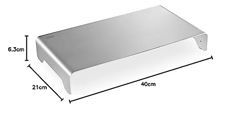 axisgo - DIGITUS Designer Monitor-Erhöhung aus Aluminium - Bildschirm-Ständer - Traglast 10 kg - Nicht Rutschend - Silber