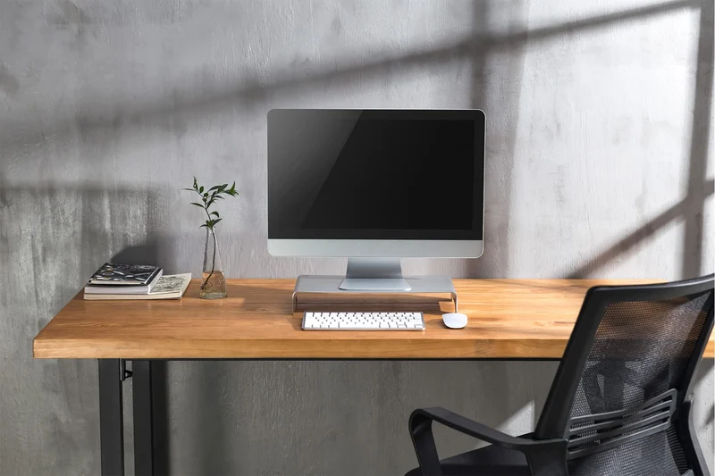 axisgo - DIGITUS Designer Monitor-Erhöhung aus Aluminium - Bildschirm-Ständer - Traglast 10 kg - Nicht Rutschend - Silber
