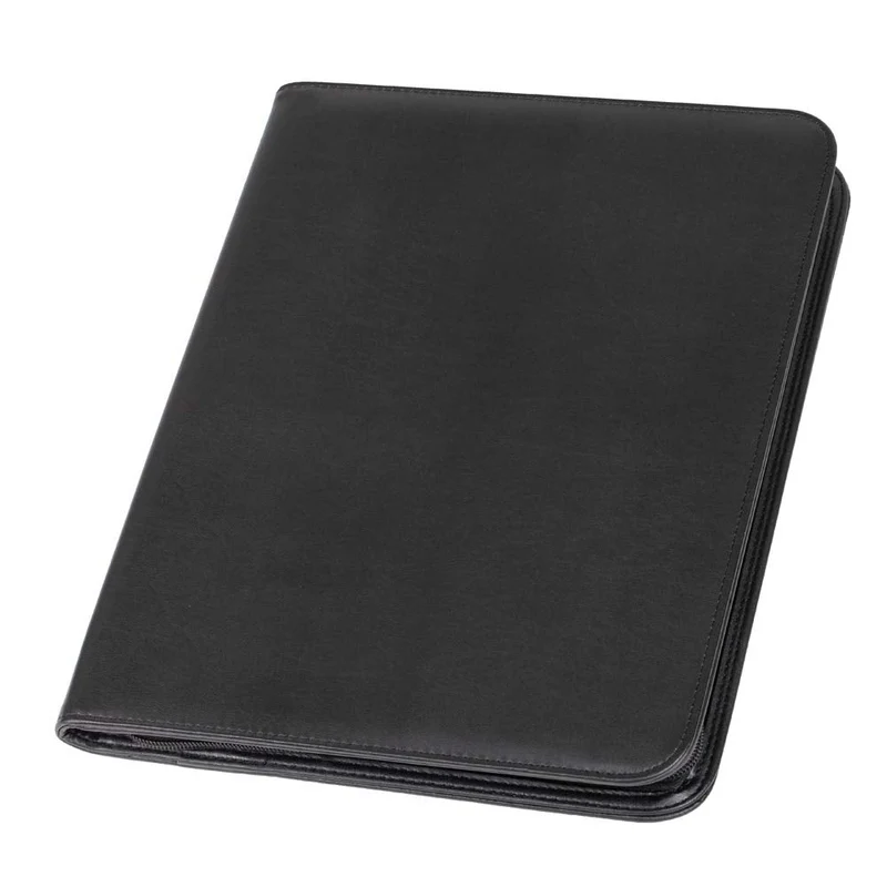 axisgo - Alassio 30067 - Reißverschlussmappe DIN A4 LORENZO, Schreibmappe in schwarz Organisationsmappe ca. 34 x 25 cm, Konferenzmappe mit Block, Einschubfächern, Stiftschlaufe und 4 Visitenkartenfächer