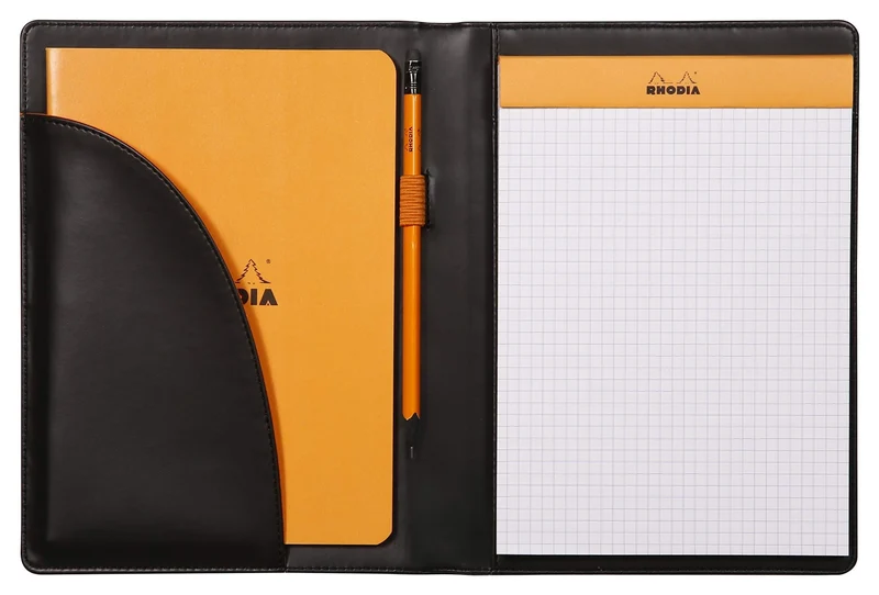 axisgo - Rhodia 216001C - Mappe für Block oder Notizheft Rhodiarama - N°16, für DIN A5 (14,8x21 cm) 17,5x23,5 cm, elegant und praktisch, schwarz, 1 Stück