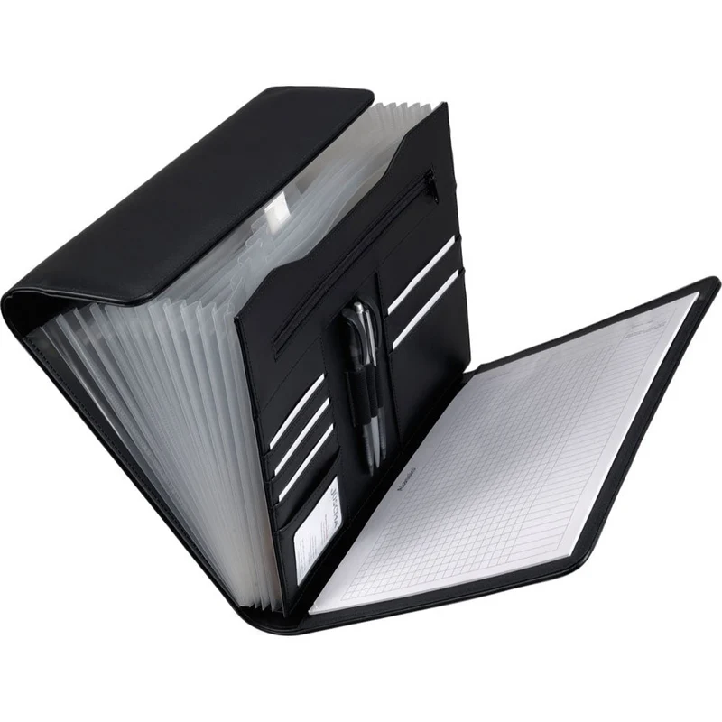 axisgo - Alassio 31511 - Fächermappe Vado mit 12 Fächern, DIN A4, ca. 33 x 26 x 4 cm, schwarz, aus Lederimitat