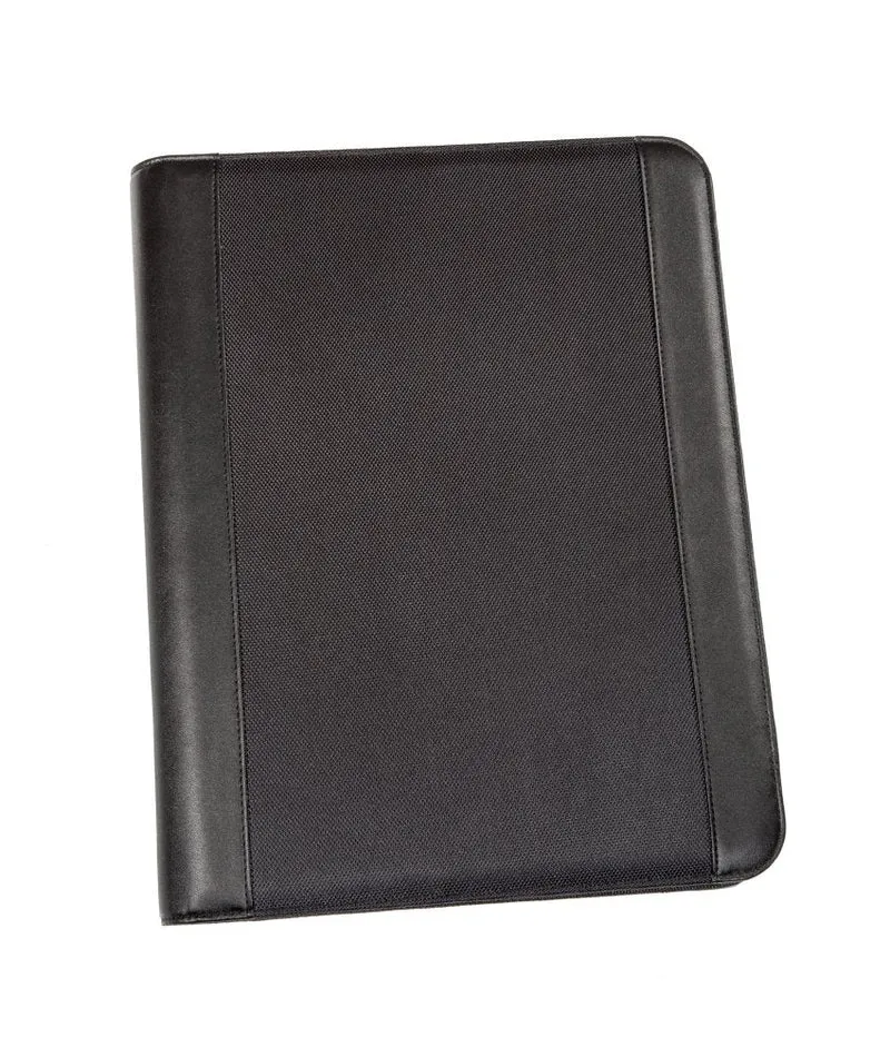 axisgo - Genie A4 Schreibmappe mit herausnehmbarem Ringbuch (Frankfurt; rundum ReiÃŸverschluss; inkl. Schreibblock; in Lederoptik und strukturiertem Nylon) schwarz