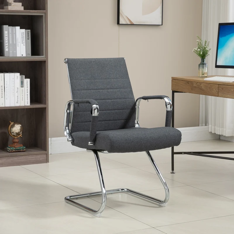 B-Ware OFFICE COMFORT 2er Set LB Besucherstühle Stoff Dunkelgrau