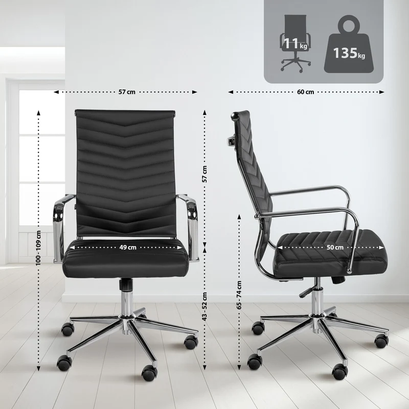 Moderner Leder-Bürostuhl CANY: Stil und Komfort in Perfektion. Und doch bequem.