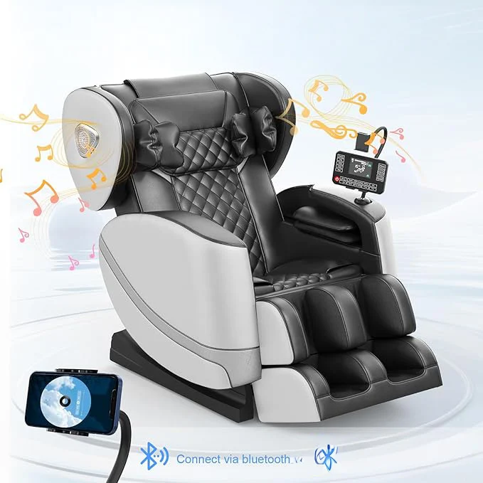Ganzkörper-Massagesessel "Airport" mit Zero-Gravity-Funktion – Premium Massagesessel mit Heizfunktion, Bluetooth, Touchscreen, Luftdruckmassage & 3D-Fußmassage für Zuhause und Büro
