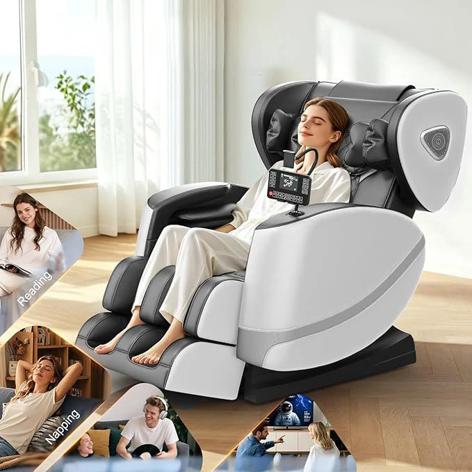 Ganzkörper-Massagesessel "Airport" mit Zero-Gravity-Funktion – Premium Massagesessel mit Heizfunktion, Bluetooth, Touchscreen, Luftdruckmassage & 3D-Fußmassage für Zuhause und Büro