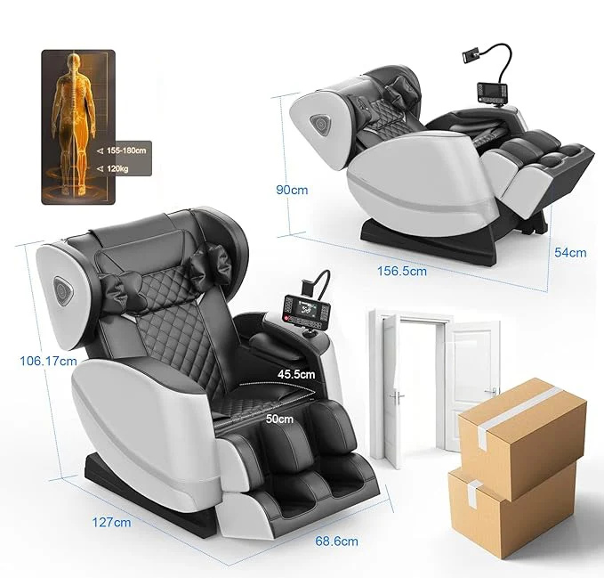 Ganzkörper-Massagesessel "Airport" mit Zero-Gravity-Funktion – Premium Massagesessel mit Heizfunktion, Bluetooth, Touchscreen, Luftdruckmassage & 3D-Fußmassage für Zuhause und Büro