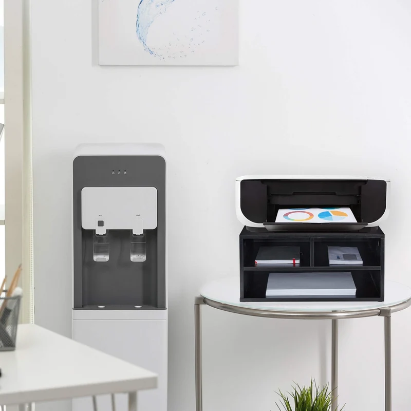 axisgo - Relaxdays Druckerständer Schreibtisch, 3 Fächer, Regal für Drucker, Druckerhalter, H x B x T: 22,5 x 47 x 40 cm, schwarz