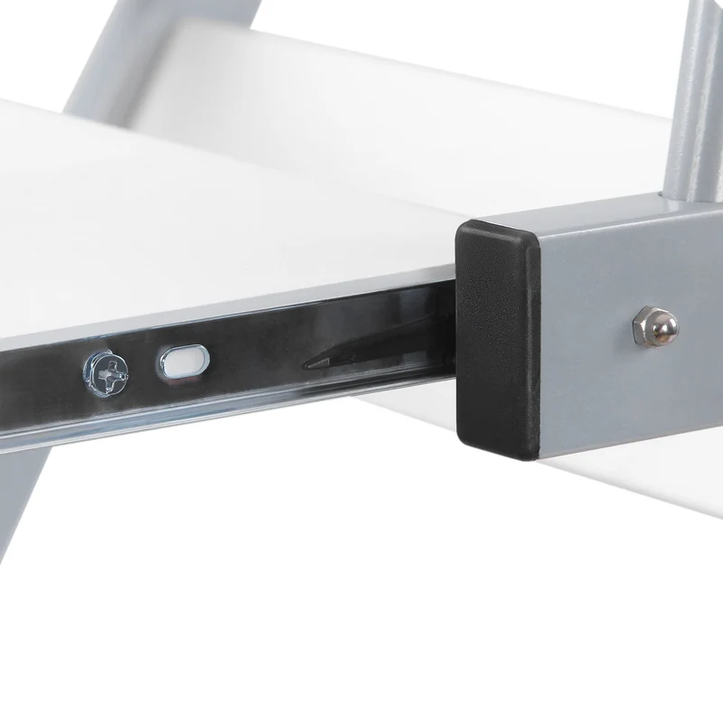 axisgo - VASAGLE Schreibtisch, Computertisch mit 4 Rollen, 2 Davon mit Bremsen, PC-Tisch leichtgängiger Tastaturauszug, erleichterte Montage, platzsparender PC-Tisch in Z-Form, weiß, LCD811W, 60 x 48 x 73 cm