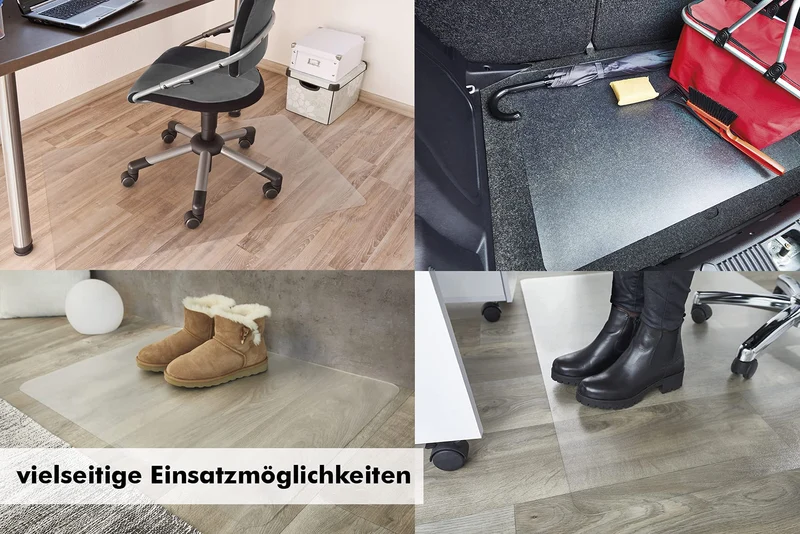 axisgo - andiamo Bodenschutzmatte Bürostuhl - Verwendung als Bürostuhlunterlage, Bodenschutzmatte Fitness - Bürostuhl Matte transparent, rutschhemmend - pflegeleicht - Bodenschutz für alle Böden 90 x 120 cm