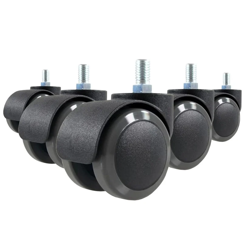 axisgo - hjh OFFICE 619007 5X Hartbodenrollen 50mm / Gewinde M10 Büro-Stuhl-Rollen für Hartböden (5er Pack)